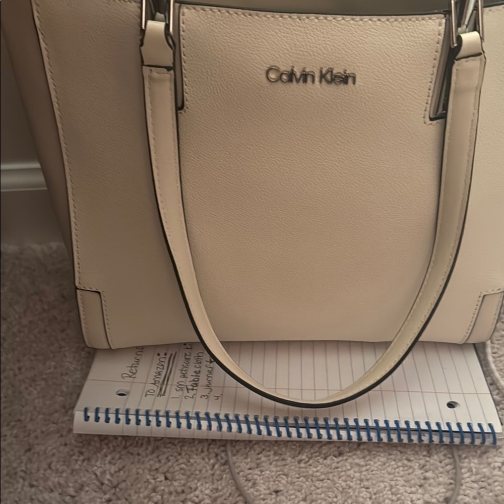 Calvin Klein Cream Structured Tote Bag New just pulled tags last night